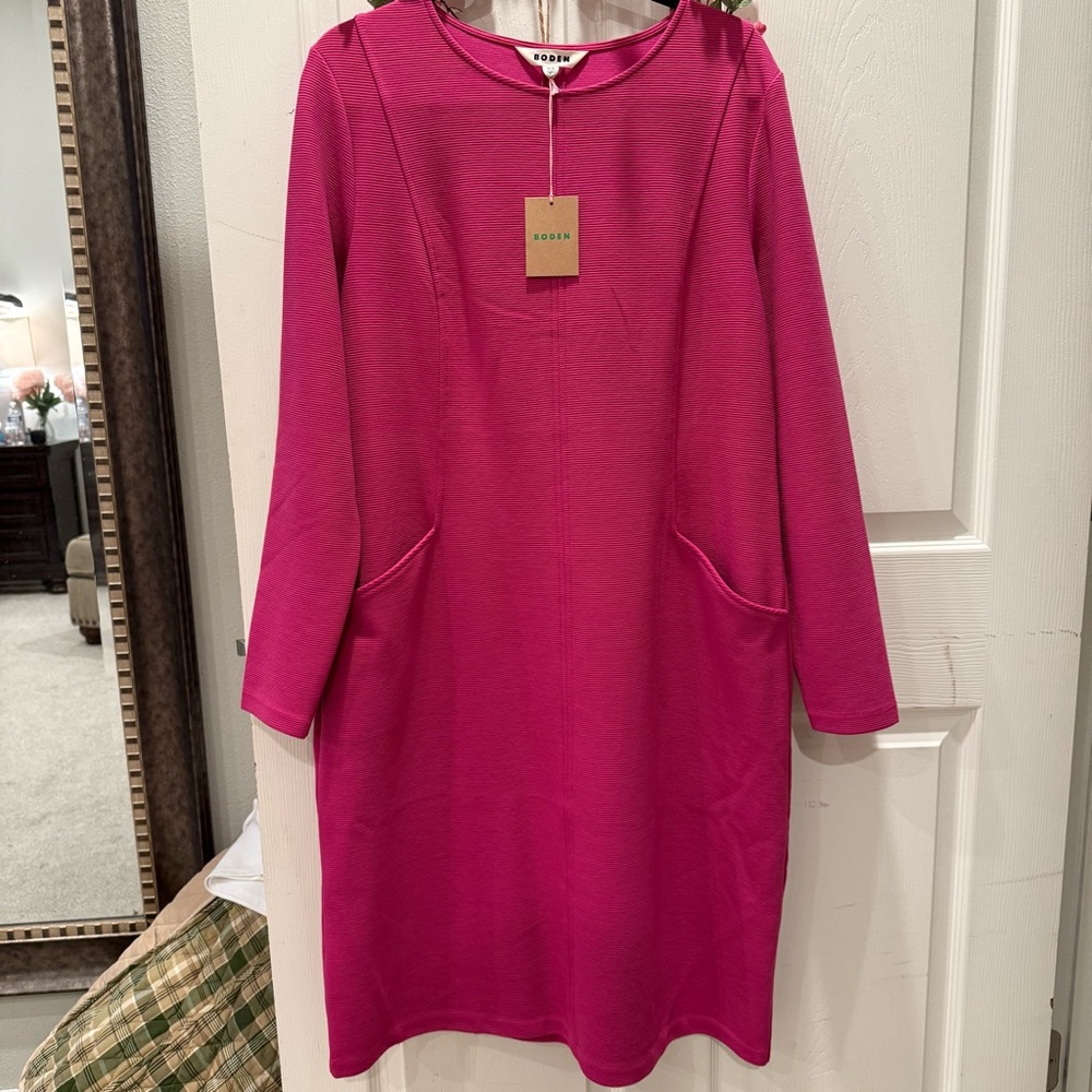 Boden Hot Pink Long Sleeve Dress - Picture 2 of 8